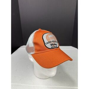New Lucky Rooster Whiskey Trucker Hat Baseball Cap Mesh SnapBack Orange Gray